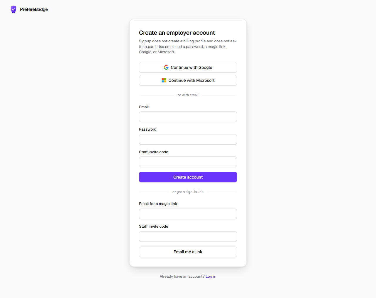 Employer sign-up.