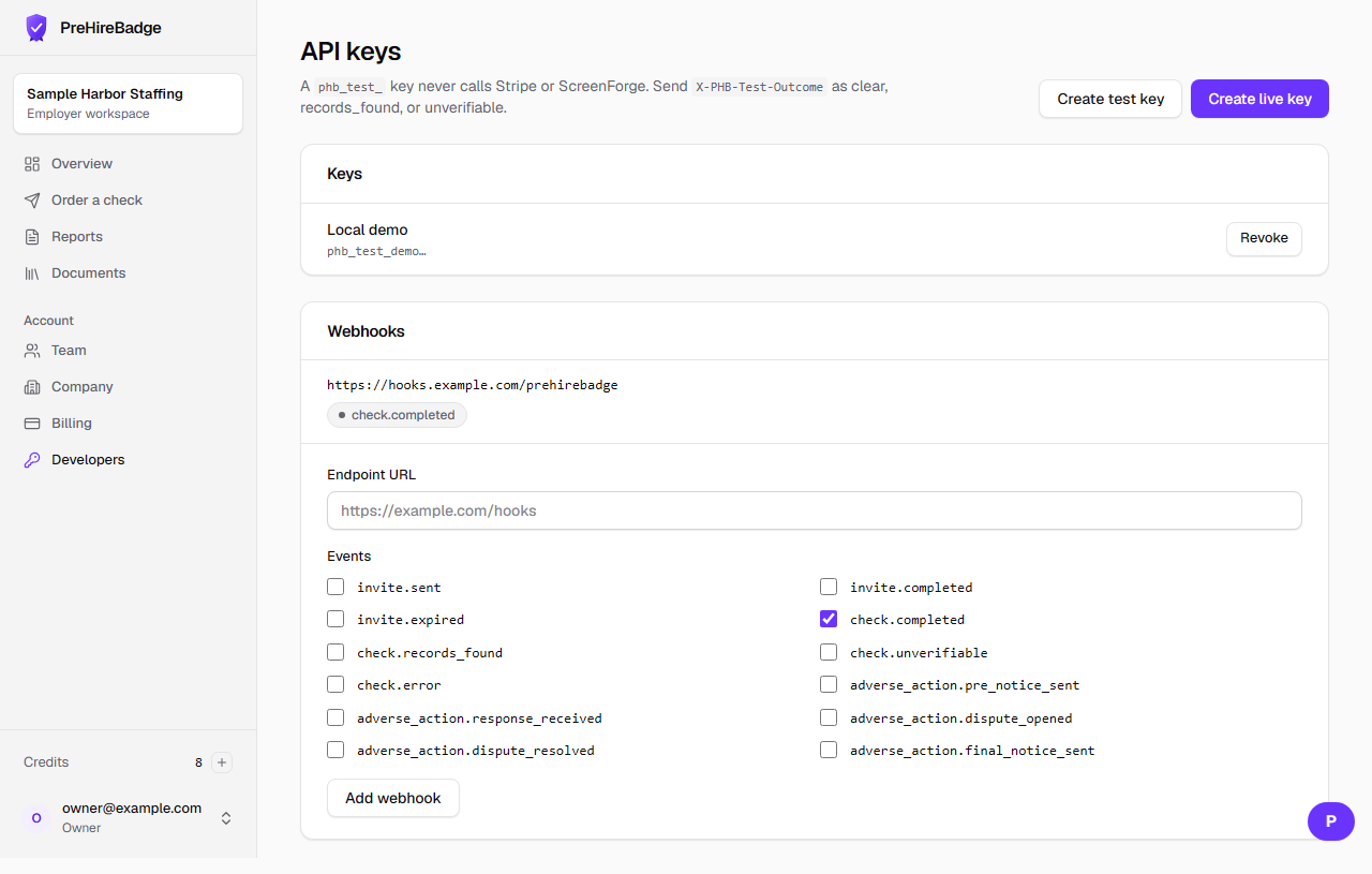 A sample webhook endpoint.